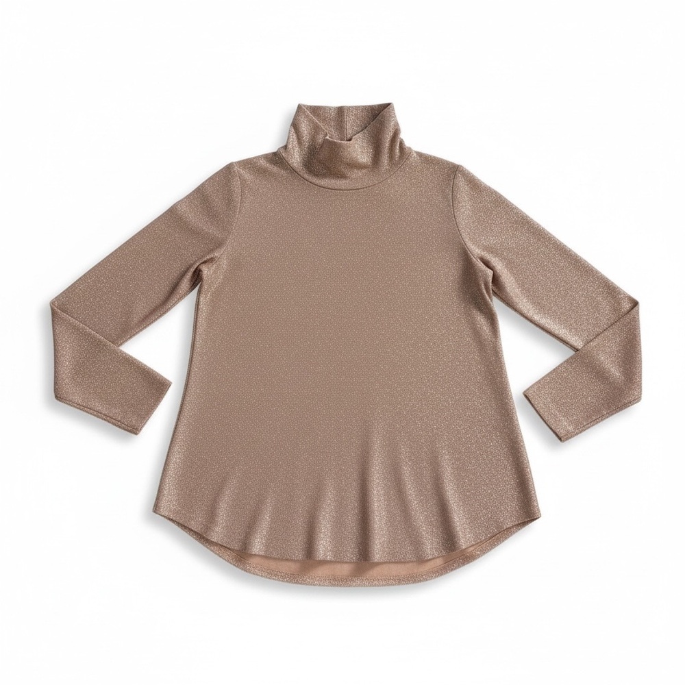 KAREN KANE Women’s Sparkle Knit Metallic Pink Holiday Turtleneck Blouse Sz Small